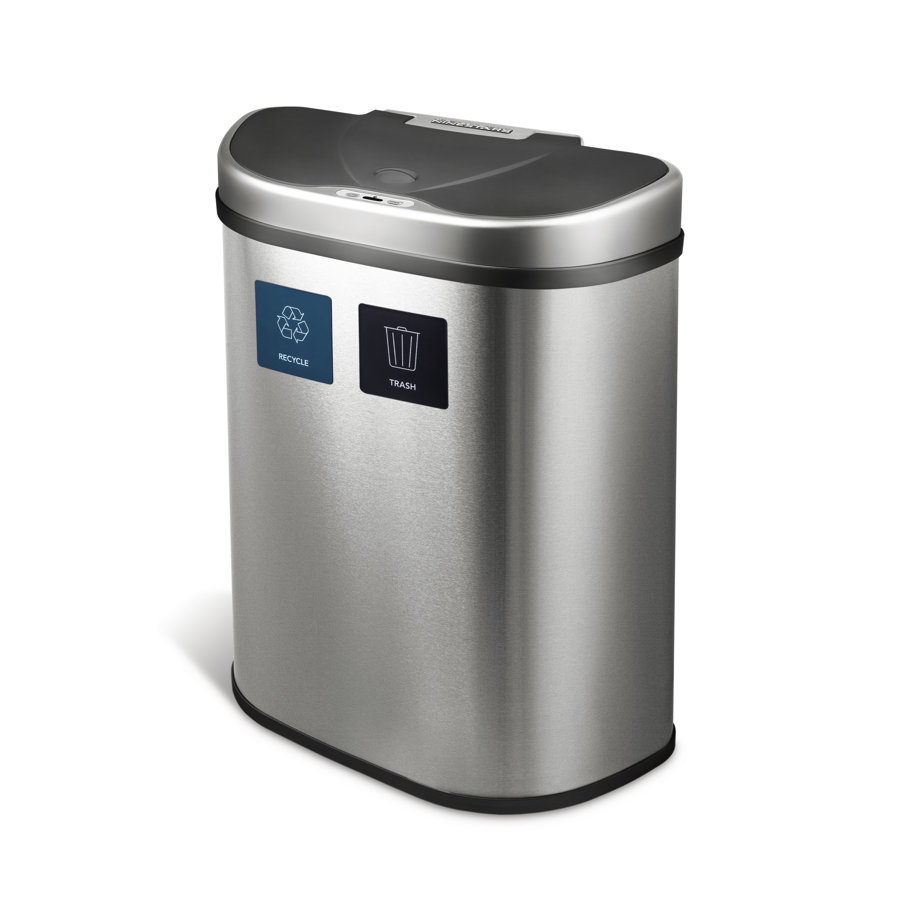 Nine Stars 18.5 Gallon Stainless Steel Motion Sensor Multi-Compartments Trash & Recycling Bin